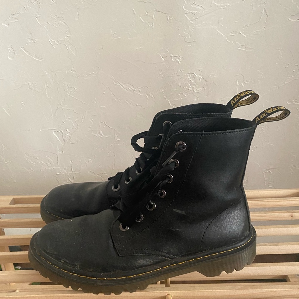 Matte Black Doc Martens w/ Ribbon Shoe Laces